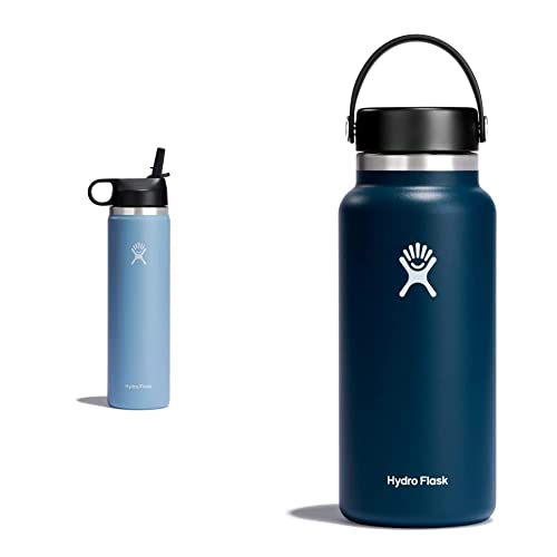 Hydro Flask 24 oz Wide Mouth Straw Lid Rain & Wide Mouth with Flex Cap - Insulated Water Bottle