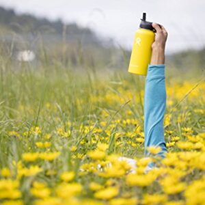 Hydro Flask Vacuum Insulated Stainless Steel Water Bottle Wide Mouth with Straw Lid (White, 32-Ounce)