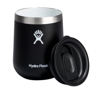 Hydro Flask 10 oz Ceramic Reusable Wine Cup with Lid Wine Tumbler Black - Vacuum Insulated, Dishwasher Safe, BPA-Free, Non-Toxic