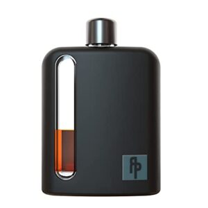 ragproper modern glass hip flask – glass flask bottle with caps for liquor & spirits, durable liquor glass flask with cork lids, pour funnel, black silicone flask sleeve, single shot 100ml