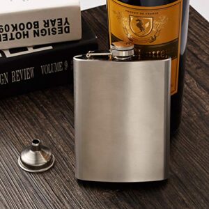 Hillside-Kit Hip Flask for Liquor 8 Oz Stainless Steel Leak proof with Funnel Flask set men flask women flask set (Silver)