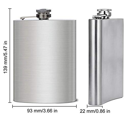 Hillside-Kit Hip Flask for Liquor 8 Oz Stainless Steel Leak proof with Funnel Flask set men flask women flask set (Silver)