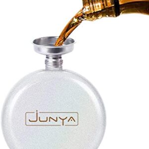 Cute Liquor Flask for Women,Junya Pretty Glitter Coating Whiskey Steel Flasks,Shining Rhinestone Cap,Portable Wine Flask for Drink Wedding Gifts for Women,5 oz (White)