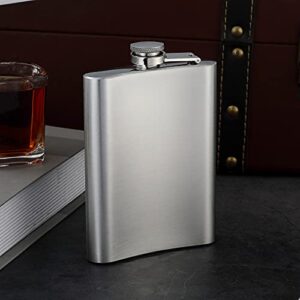 Hip Flasks for Liquor for Men Women 1 pcs 8OZ Silver Stainless Steel Flask with 1 pcs Funnels for Wedding Party Groomsman Bridesmaid Birthdays Gift