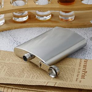 Hip Flasks for Liquor for Men Women 1 pcs 8OZ Silver Stainless Steel Flask with 1 pcs Funnels for Wedding Party Groomsman Bridesmaid Birthdays Gift