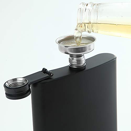 YWQ Hip Flask for Liquor Matte Black 8 Oz Stainless Steel Leakproof with Funnel, Great Gift Idea Flask