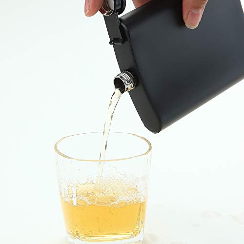 YWQ Hip Flask for Liquor Matte Black 8 Oz Stainless Steel Leakproof with Funnel, Great Gift Idea Flask