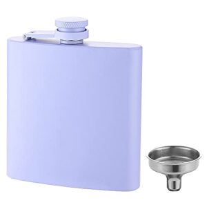 fyl hip flask for liquor light purple 6oz 18/8 stainless steel, great gift for wedding party flask