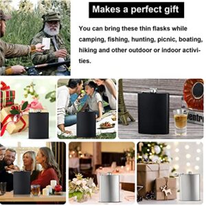 Hip Flasks for Liquor for Men Women 2 pcs 8Oz Matte Black Stainless Steel Flask with 2 pcs Funnels for Wedding Party Groomsman Bridesmaid Birthdays Gift