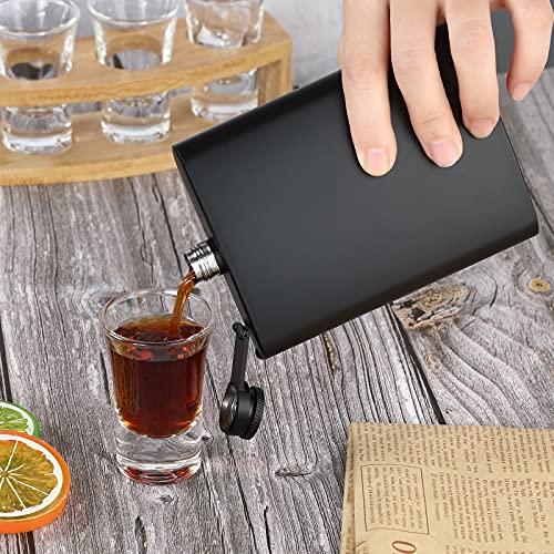 Hip Flasks for Liquor for Men Women 2 pcs 8Oz Matte Black Stainless Steel Flask with 2 pcs Funnels for Wedding Party Groomsman Bridesmaid Birthdays Gift