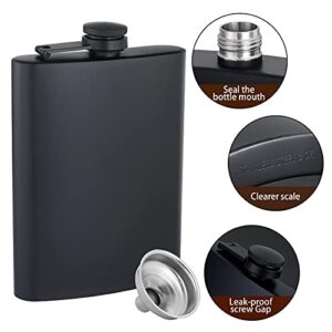 Hip Flasks for Liquor for Men Women 2 pcs 8Oz Matte Black Stainless Steel Flask with 2 pcs Funnels for Wedding Party Groomsman Bridesmaid Birthdays Gift