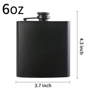 Hip Flask for Liquor 1PCS Black Thin Flasks with Silver Cap 6oz Stainless Steel Leakproof with 1pcs Funnel for Gift, Camping, Wedding Party