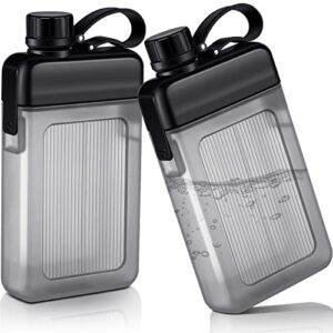2 pieces plastic flask for liquor flat water bottle square bottles travel flask portable travel mug pocket flask for liquor for sports camping gym fitness outdoor