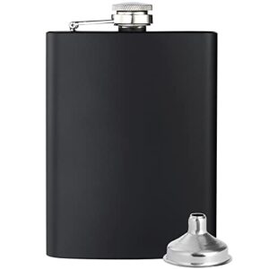 hip flasks for liquor for men women black 8oz hip flask with silver lid with 1 pcs funnel for wedding party groomsman bridesmaid birthdays gift