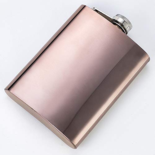 YFS Stainless Steel 8OZ Hip Flask, Rose Gold Flasks for Liquor with Funnel, Promotion Gifts for Men