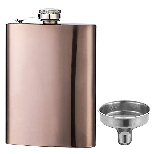 YFS Stainless Steel 8OZ Hip Flask, Rose Gold Flasks for Liquor with Funnel, Promotion Gifts for Men