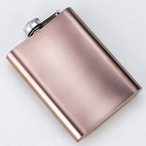 YFS Stainless Steel 8OZ Hip Flask, Rose Gold Flasks for Liquor with Funnel, Promotion Gifts for Men