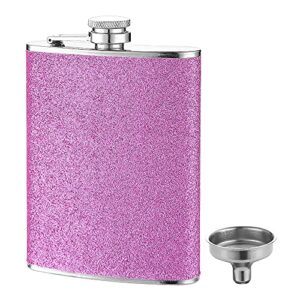 fyl 8 oz hip flask for liquor, 18/8 stainless steel leak proof with colorful glitter hip flask