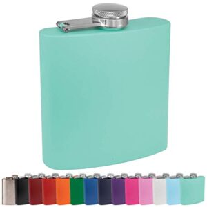 clear water home goods – 6 oz powder coated stainless steel hip flask – wedding party – groomsman – bridesmaid (matte teal, 1)