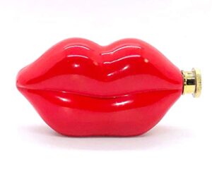 red lips flask – pucker kiss stainless steel 5 oz. pocket flask for drinks and alcohol – travel picnic bar party – fun cute & romantic