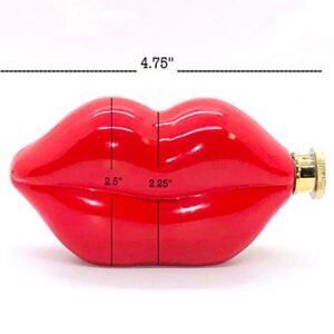 Red Lips Flask - Pucker Kiss Stainless Steel 5 oz. Pocket Flask For Drinks and Alcohol - Travel Picnic Bar Party - Fun Cute & Romantic