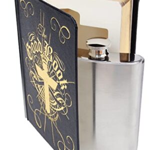 Suck UK Stainless Steel 4 Oz Hip Flask Hip Flask In A Book Hidden Flasks For Liquor To Smuggle Your Booze Groomsmen Gifts For Men Secret Flask & Funny Alcohol Gifts Black