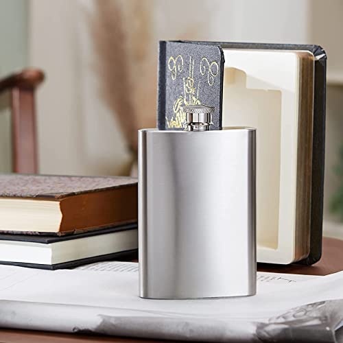 Suck UK Stainless Steel 4 Oz Hip Flask Hip Flask In A Book Hidden Flasks For Liquor To Smuggle Your Booze Groomsmen Gifts For Men Secret Flask & Funny Alcohol Gifts Black