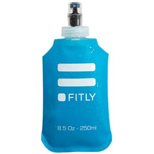 fitly soft flask – 8.5 oz (250 ml) – shrink as you drink soft water bottle for hydration pack – folding water bottle ideal for running, hiking, cycling, climbing & rigorous activity (flask250)
