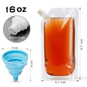 20 Pcs Flasks Cruise Pouch Reusable Sneak Travel Drinking Flask Concealable Plastic Flasks bags with Funnel (16 oz)