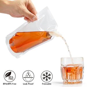 20 Pcs Flasks Cruise Pouch Reusable Sneak Travel Drinking Flask Concealable Plastic Flasks bags with Funnel (16 oz)