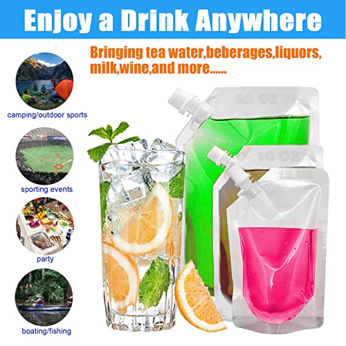 6 Pieces Drinks Flasks Juice Flasks Liquor Pouch Reusable Drinking Flasks Concealable Plastic Flasks for Sneak to go flask, with Funnel (32 OZ)