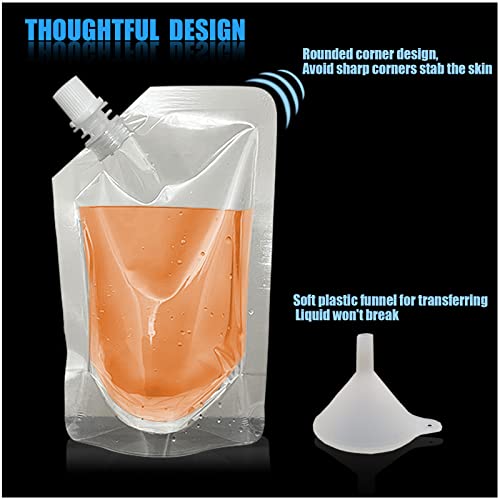 6 Pieces Drinks Flasks Juice Flasks Liquor Pouch Reusable Drinking Flasks Concealable Plastic Flasks for Sneak to go flask, with Funnel (32 OZ)