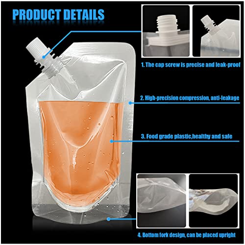 6 Pieces Drinks Flasks Juice Flasks Liquor Pouch Reusable Drinking Flasks Concealable Plastic Flasks for Sneak to go flask, with Funnel (32 OZ)