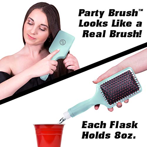 GoPong Party Brush Flask 2 Pack - Hidden Alcohol Booze Bottles, Includes Funnel and Liquor Bottle Pour Spout