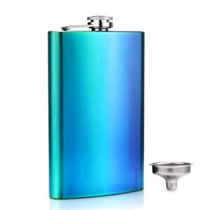 gennissy silver 18/8 stainless steel 12oz hip flask – flasks for liquor with funnel(multicolor)