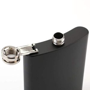 Tebery 8 oz Stainless Steel Black Hip Flask Set Leakproof Flask with Free Bonus Funnel Great Groommans or Bridal Wedding Gift, Set of 4