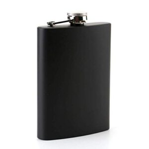 Tebery 8 oz Stainless Steel Black Hip Flask Set Leakproof Flask with Free Bonus Funnel Great Groommans or Bridal Wedding Gift, Set of 4