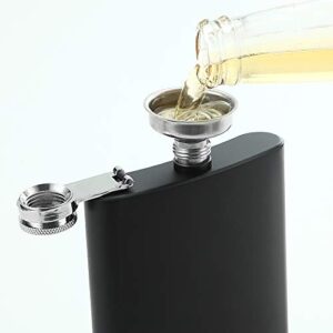 YWQ 8 oz Matte Black Pocket Liquor Whiskey Hip Flask with Funnel , Stainless Steel and Leak Proof