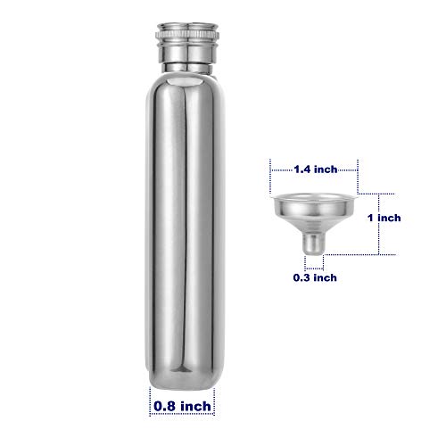 HIDORAN 6oz Shiny Hip Flask Stainless Steel Pocket Container for Drinking Thickening Hip Flasks with Funnel Curved Pocket Flask for Liquor Leak-Proof Mirror-Like Finish Silver