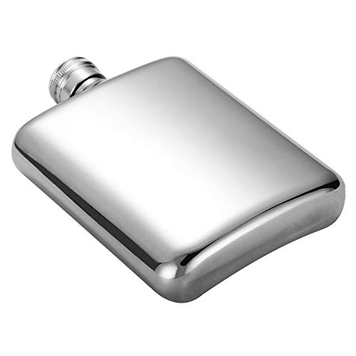 HIDORAN 6oz Shiny Hip Flask Stainless Steel Pocket Container for Drinking Thickening Hip Flasks with Funnel Curved Pocket Flask for Liquor Leak-Proof Mirror-Like Finish Silver