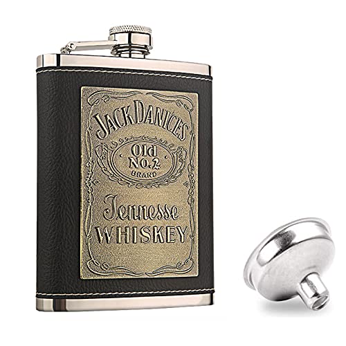 VICDUEKG Stainless Steel Hip Flask Flagon 8 OZ Liquor Pocket Container with Funnel Leak Proof Flask for Liquor Whiskey Wine, Gift for Men