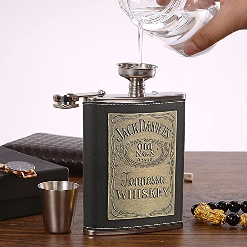 VICDUEKG Stainless Steel Hip Flask Flagon 8 OZ Liquor Pocket Container with Funnel Leak Proof Flask for Liquor Whiskey Wine, Gift for Men