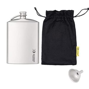 silverant titanium hip flask 248ml/8.73 fl oz, ultralight portable leakproof pocket flask flagon with screw cap clip, drawstring cloth case & pouring funnel
