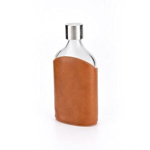 6oz Glass Flask with Cap - Hip Flask - Comes with Leather Pouch Holder - Personalized