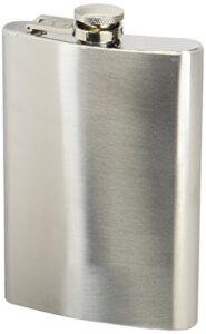 maxam stainless steel flask, lightweight drinking hip flask with a screw-on, leak proof lid, polished silver, 8 ounce capacity
