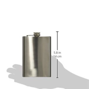 Maxam Stainless Steel Flask, Lightweight Drinking Hip Flask with a Screw-On, Leak Proof Lid, Polished Silver, 8 Ounce Capacity