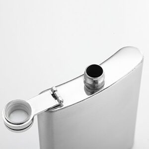 6 Pcs 8 oz Hip Stainless Steel Flask & Funnel Set by QLL, Easy Pour Funnel is Included, Great Gift
