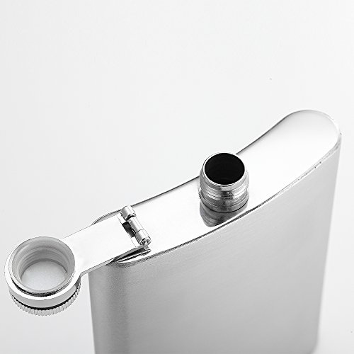 6 Pcs 8 oz Hip Stainless Steel Flask & Funnel Set by QLL, Easy Pour Funnel is Included, Great Gift