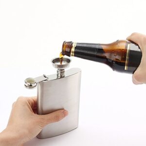 6 Pcs 8 oz Hip Stainless Steel Flask & Funnel Set by QLL, Easy Pour Funnel is Included, Great Gift