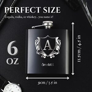 Hip Flask with Initials, Monogrammed Stainless Steel Flask 6oz for Men Women, Funny Personalized Gift Flask for Dad, Groomsmen, Grandpa, Uncle, Boss for Birthday, Father's Day, Boss Day, Christmas - J